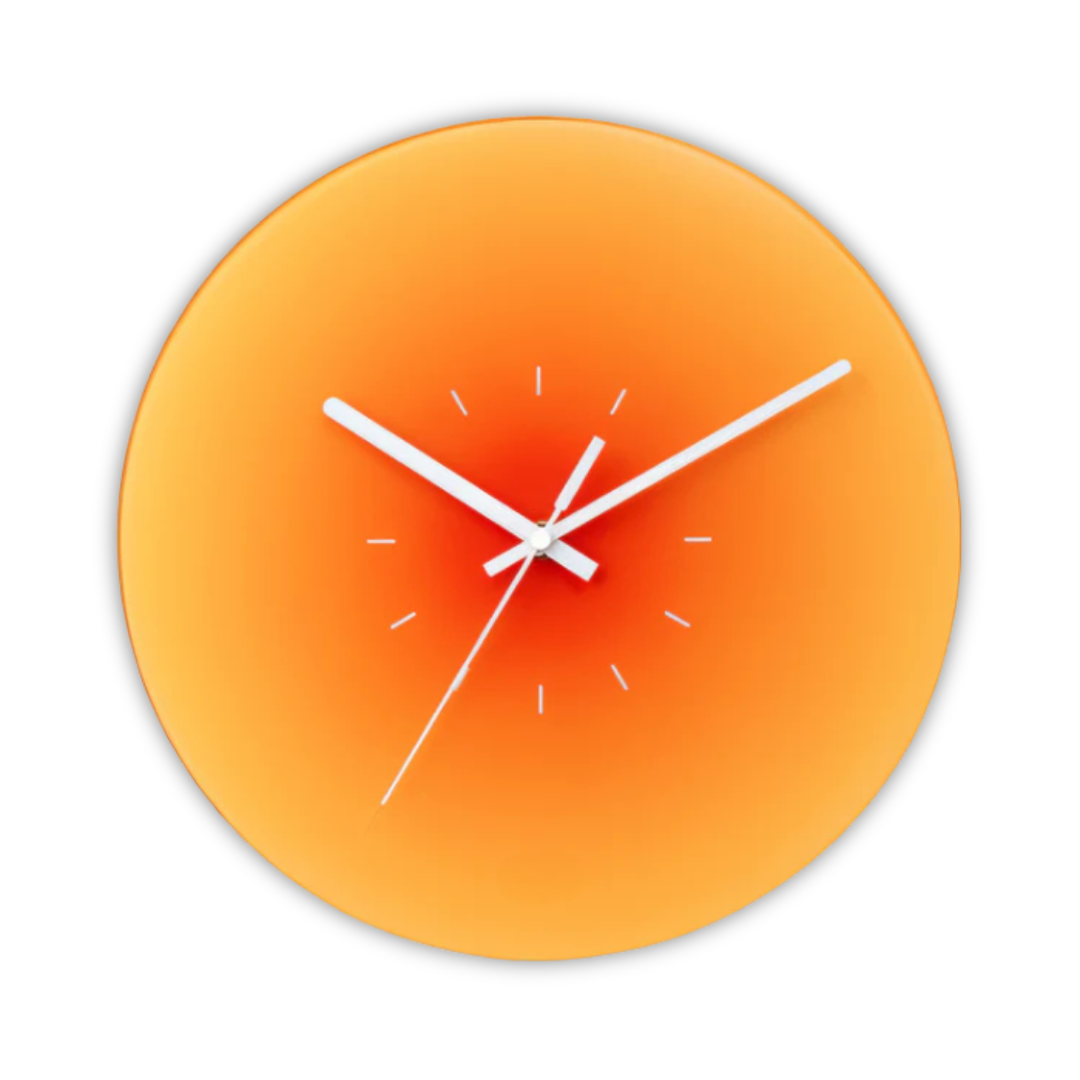 Elegante Sonnenuntergang - Glas-Wanduhr für eine gemütliche Atmosphäre