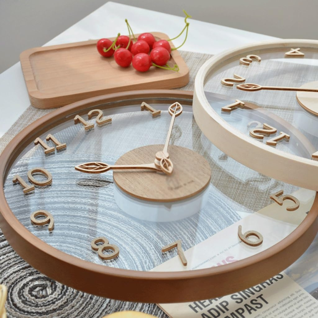 Metron - Elegante Wanduhr aus Holz mit schickem Glasfinish