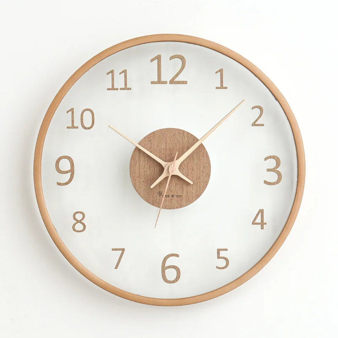 Metron - Elegante Wanduhr aus Holz mit schickem Glasfinish