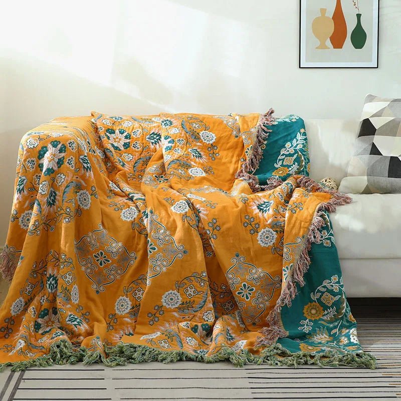 Stilvolle Boho Jacquard Plaid aus weicher Baumwolle - Perfekt für gemütliche Atmosphären