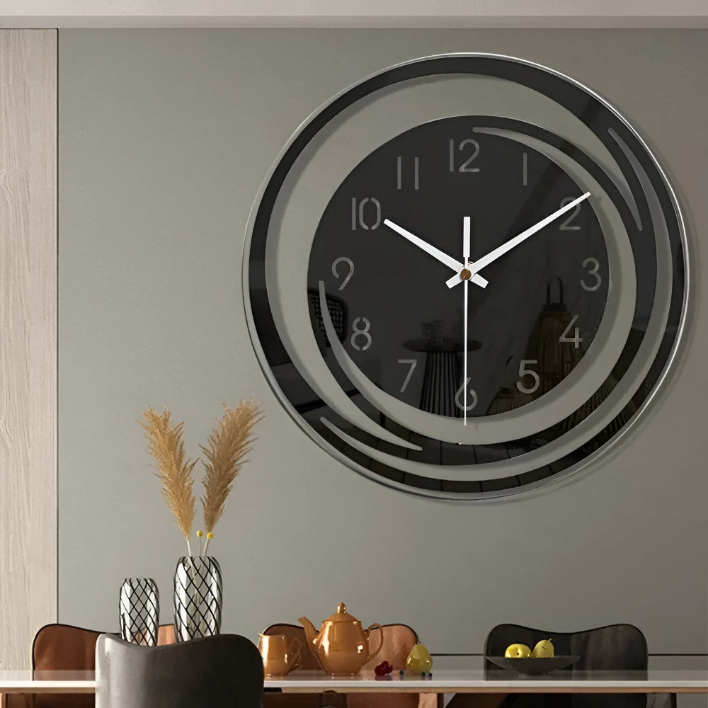 Sorana - Stilvolle schwarze Acryl-Wanduhr im skandinavischen Design, 30 cm