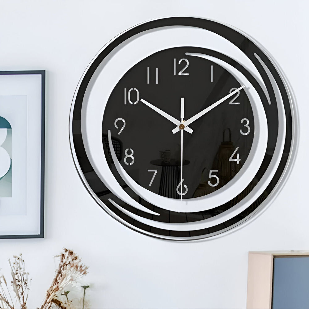 Sorana - Stilvolle schwarze Acryl-Wanduhr im skandinavischen Design, 30 cm