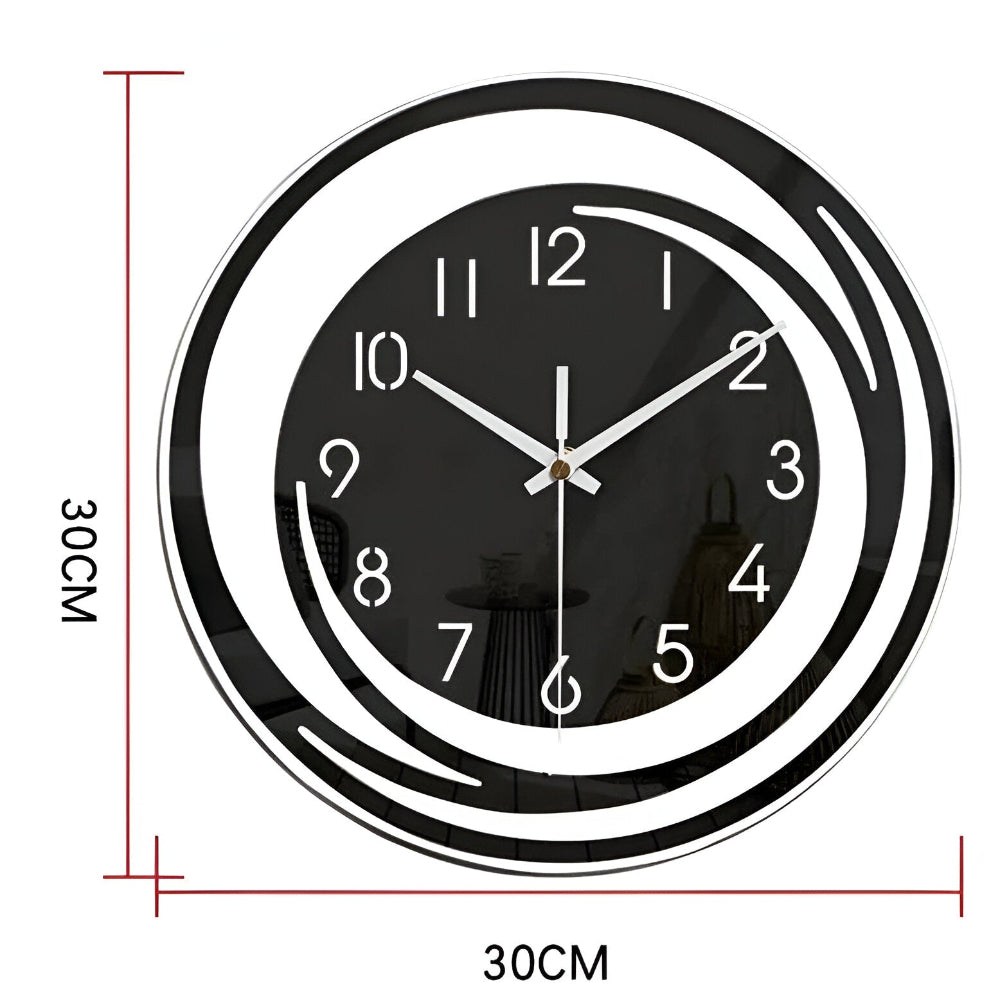Sorana - Stilvolle schwarze Acryl-Wanduhr im skandinavischen Design, 30 cm