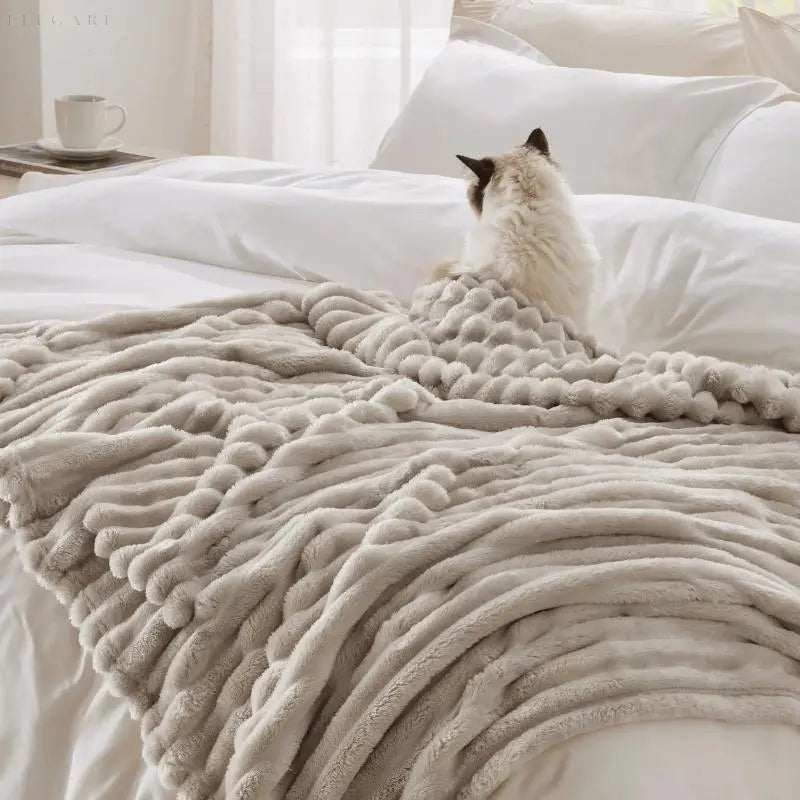 Ultimativer Komfort Luxe Superweiche Fleece-Decke mit hochwertigem Kunstschaffell für warme Umarmungen und gemütliche Atmosphäre