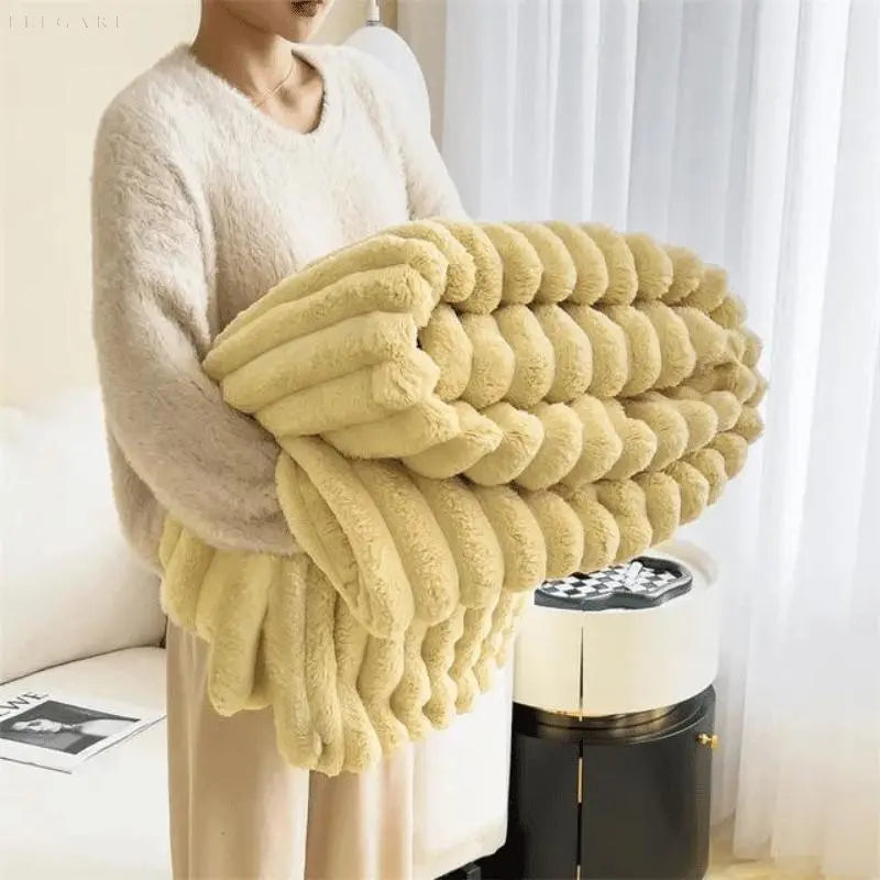 Ultimativer Komfort Luxe Superweiche Fleece-Decke mit hochwertigem Kunstschaffell für warme Umarmungen und gemütliche Atmosphäre