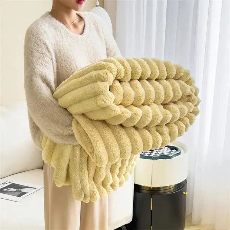Ultimativer Komfort Luxe Superweiche Fleece-Decke mit hochwertigem Kunstschaffell für warme Umarmungen und gemütliche Atmosphäre