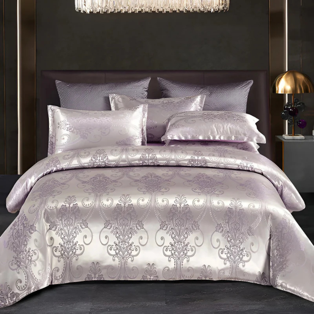 Elegante Satin-Bettdecke mit Jacquard-Muster – Seidig weich, atmungsaktive Bettwäsche für luxuriöse Schlafzimmer