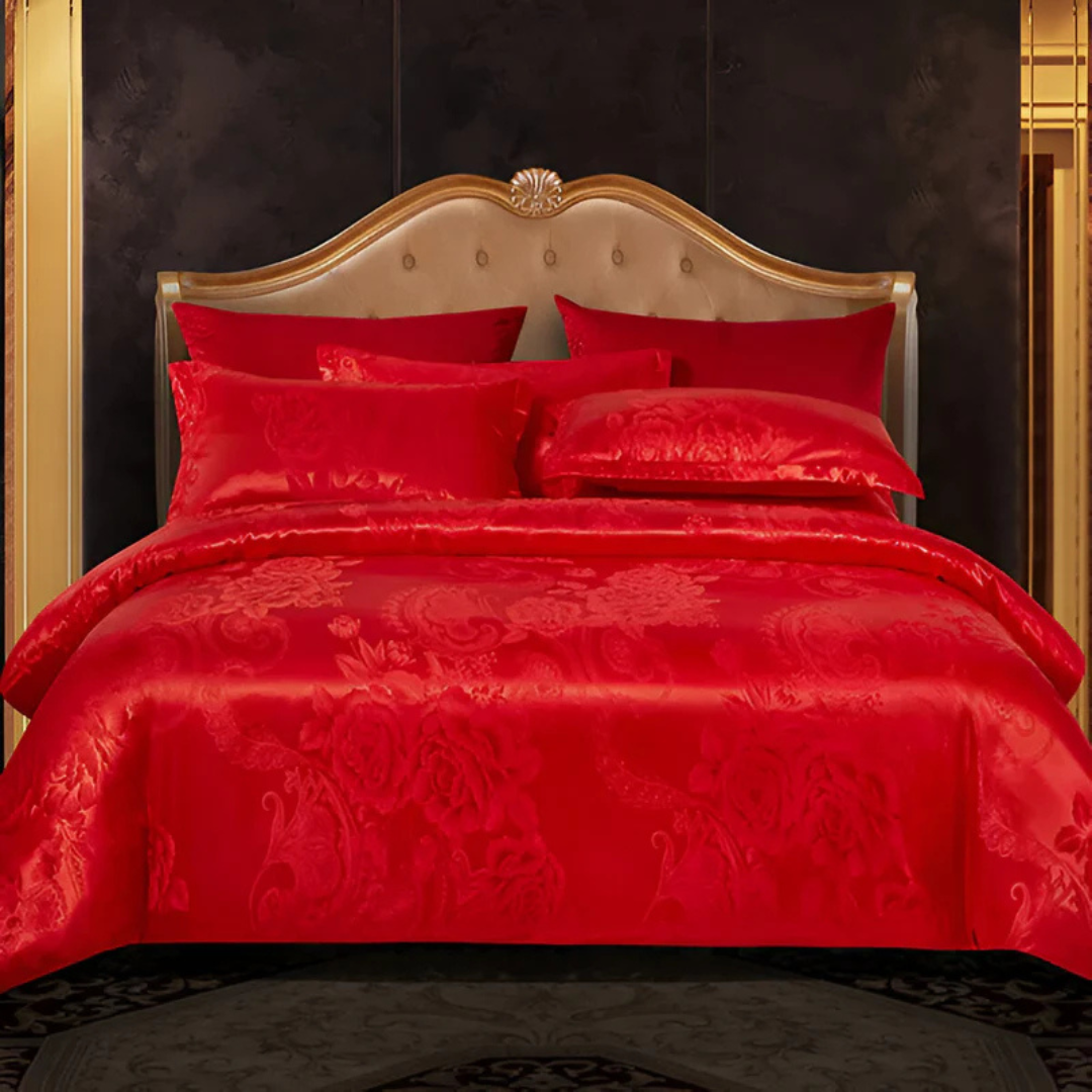 Elegante Satin-Bettdecke mit Jacquard-Muster – Seidig weich, atmungsaktive Bettwäsche für luxuriöse Schlafzimmer