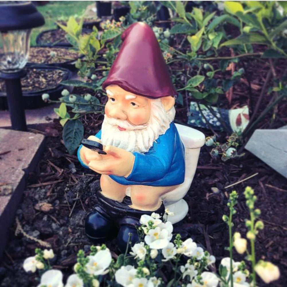 Sylpha - Niedliche Miniatur Gartenzwerg-Figur aus Harz für lustige und humorvolle Gartendekoration