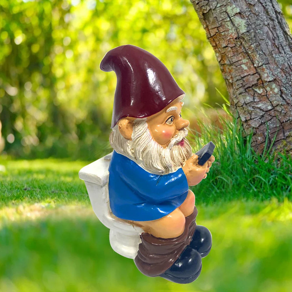 Sylpha - Niedliche Miniatur Gartenzwerg-Figur aus Harz für lustige und humorvolle Gartendekoration