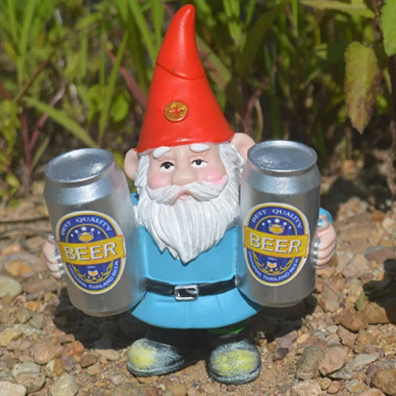 Clytie - Humorvolle betrunkene Gartenzwerg-Figur mit Bier für Garten- und Wohnungsdekoration