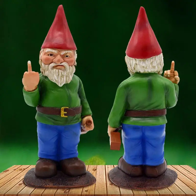 Cypria - Lustige betrunkene Gartenzwerg-Statue mit Mittelfinger für Garten und Rasen