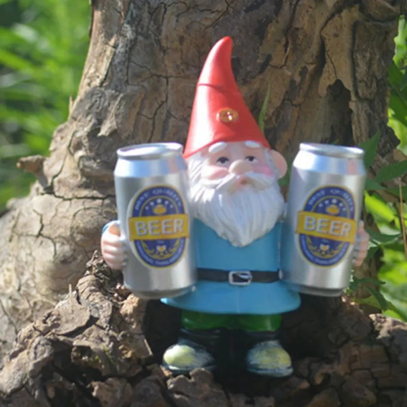 Clytie - Humorvolle betrunkene Gartenzwerg-Figur mit Bier für Garten- und Wohnungsdekoration