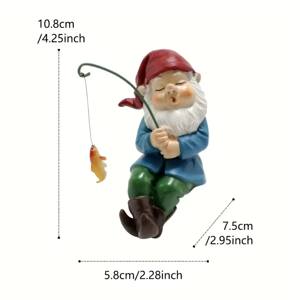 Ligeia - Charmante Gnom-Figur mit Stab für Innen- und Gartendekoration