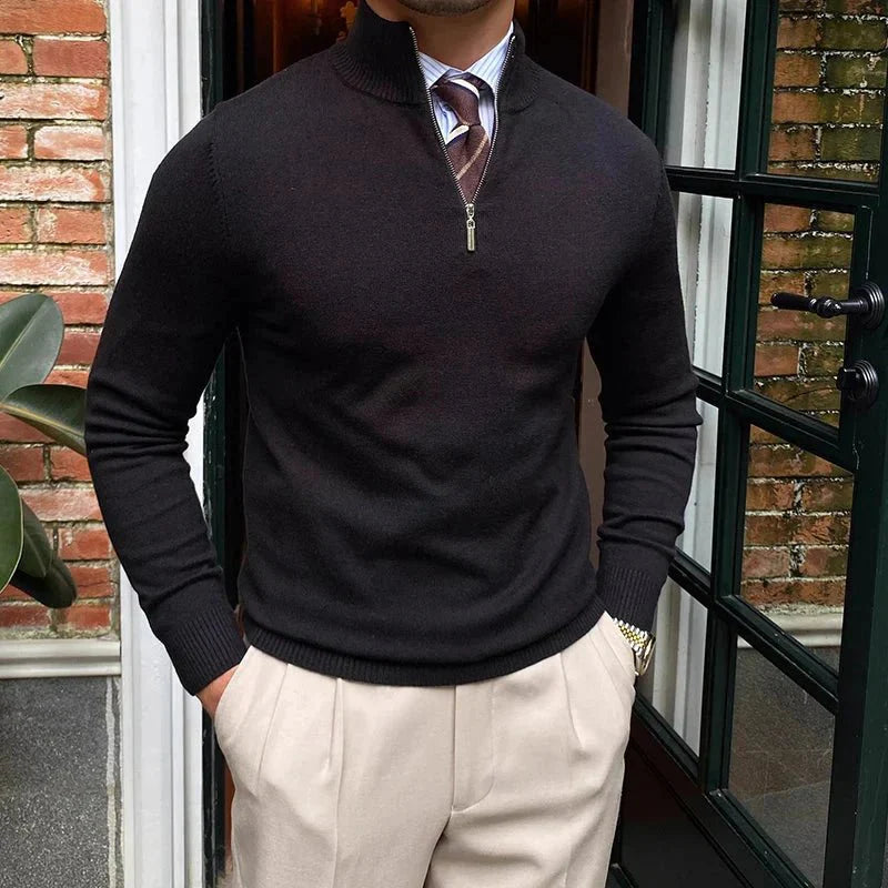 Noah – Modern Half-Zip Knit Sweater with Stylish High Collar