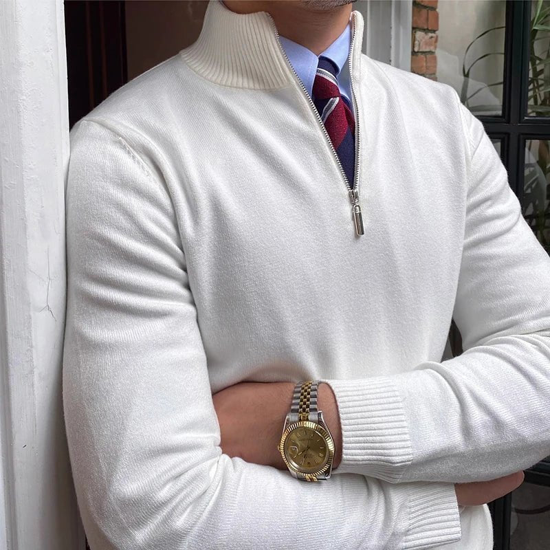 Noah – Modern Half-Zip Knit Sweater with Stylish High Collar