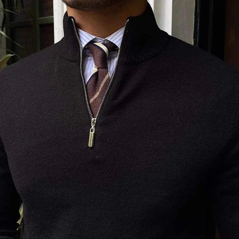 Noah – Modern Half-Zip Knit Sweater with Stylish High Collar