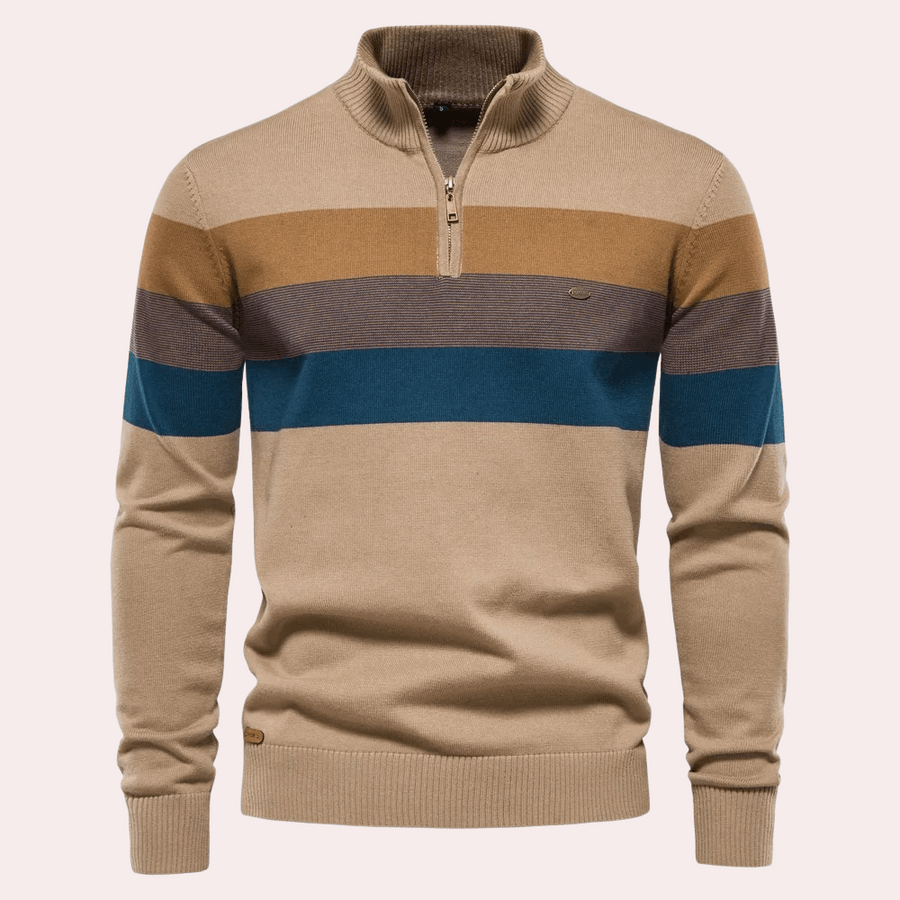 Thilo - Stylish striped round-neck knit sweater for any occasion