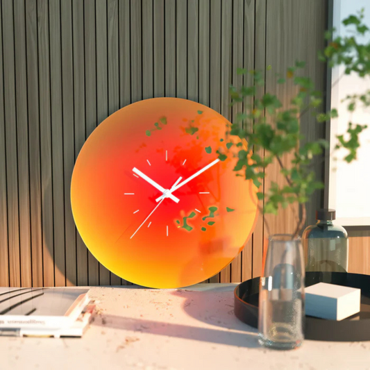 Elegante Sonnenuntergang - Glas-Wanduhr für eine gemütliche Atmosphäre
