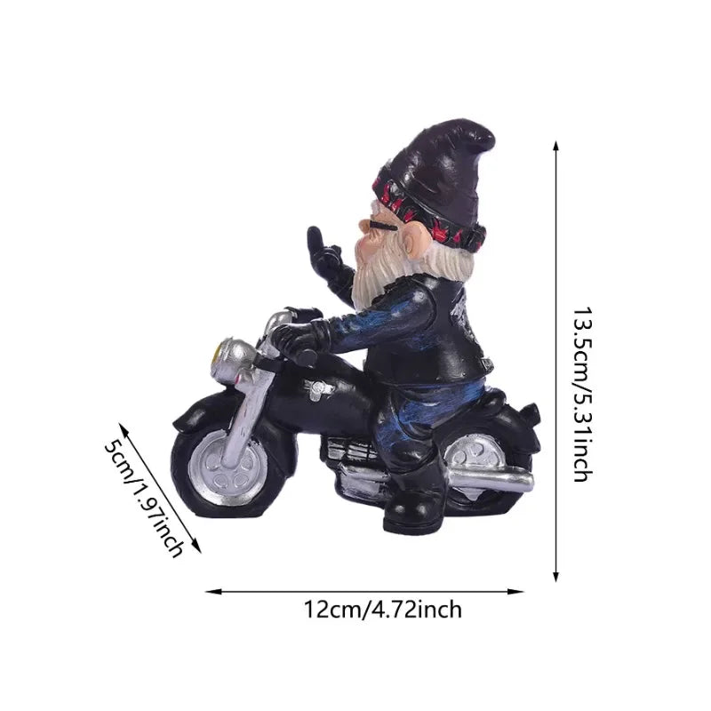 Calidora - Charmanter Gartenzwerg auf Motorrad Harzfigur für eine schöne Gartendekoration