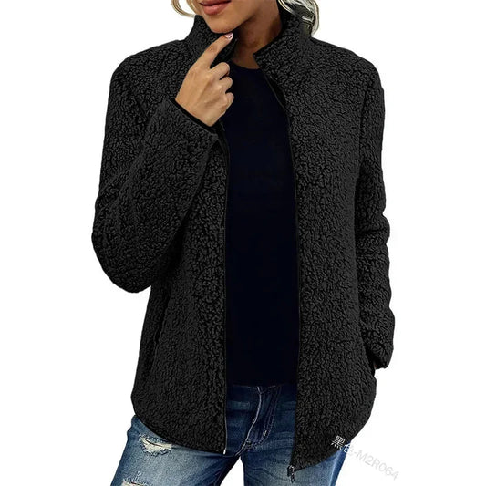 Lea – Cozy fleece jacket with stand-up collar for cozy, cold days